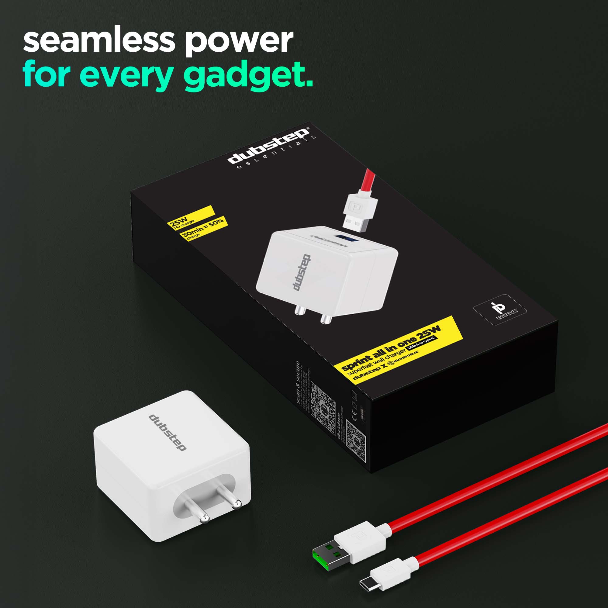 Sprint All In One 25W 5A Fast Charging Adapter with Cable (USB To Type-C) - Image 11