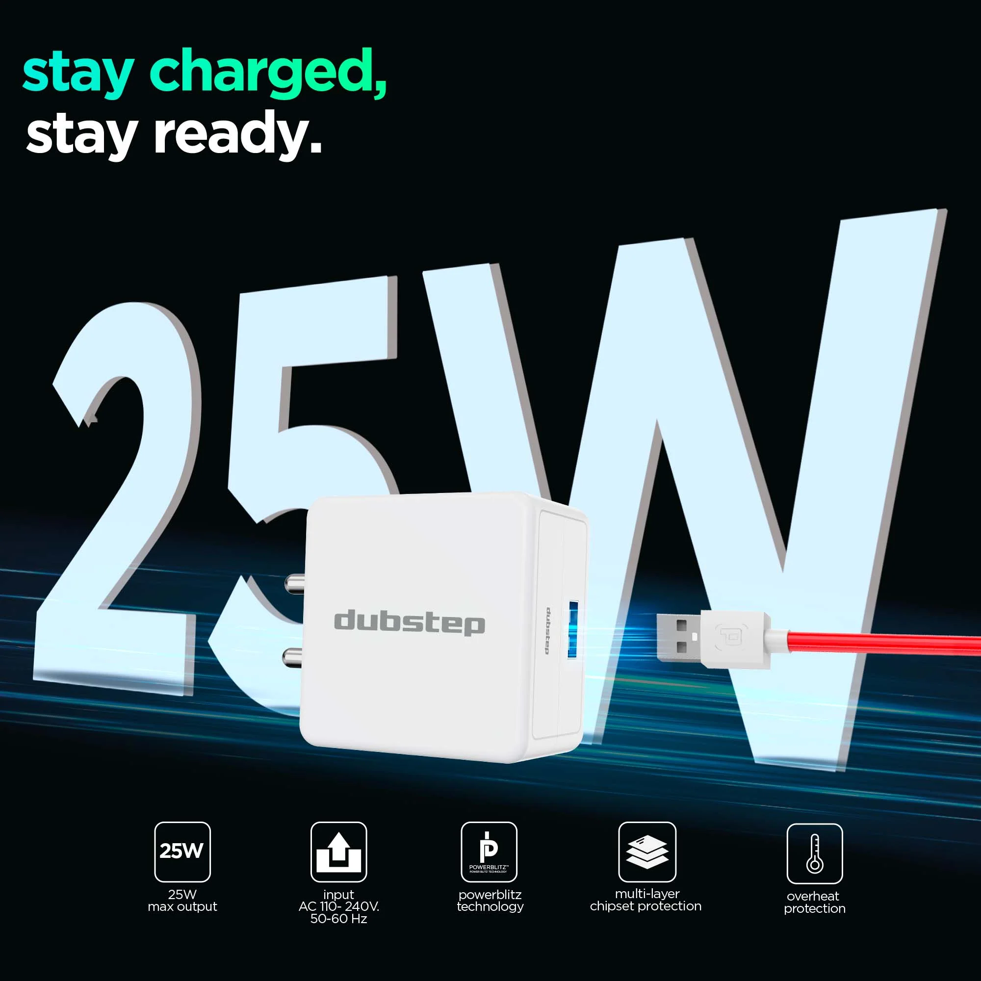 Sprint All In One 25W 5A Fast Charging Adapter with Cable (USB To Type-C) - Image 4