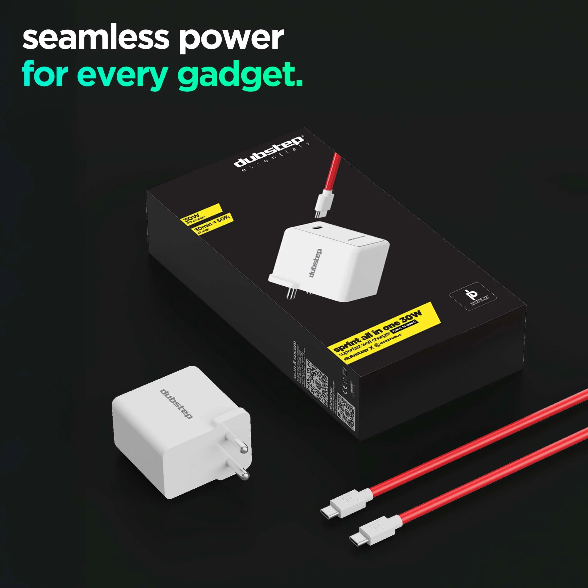Sprint All In One 30W 6A Fast Charging Adapter with Cable (Type-C to Type-C) - Image 10