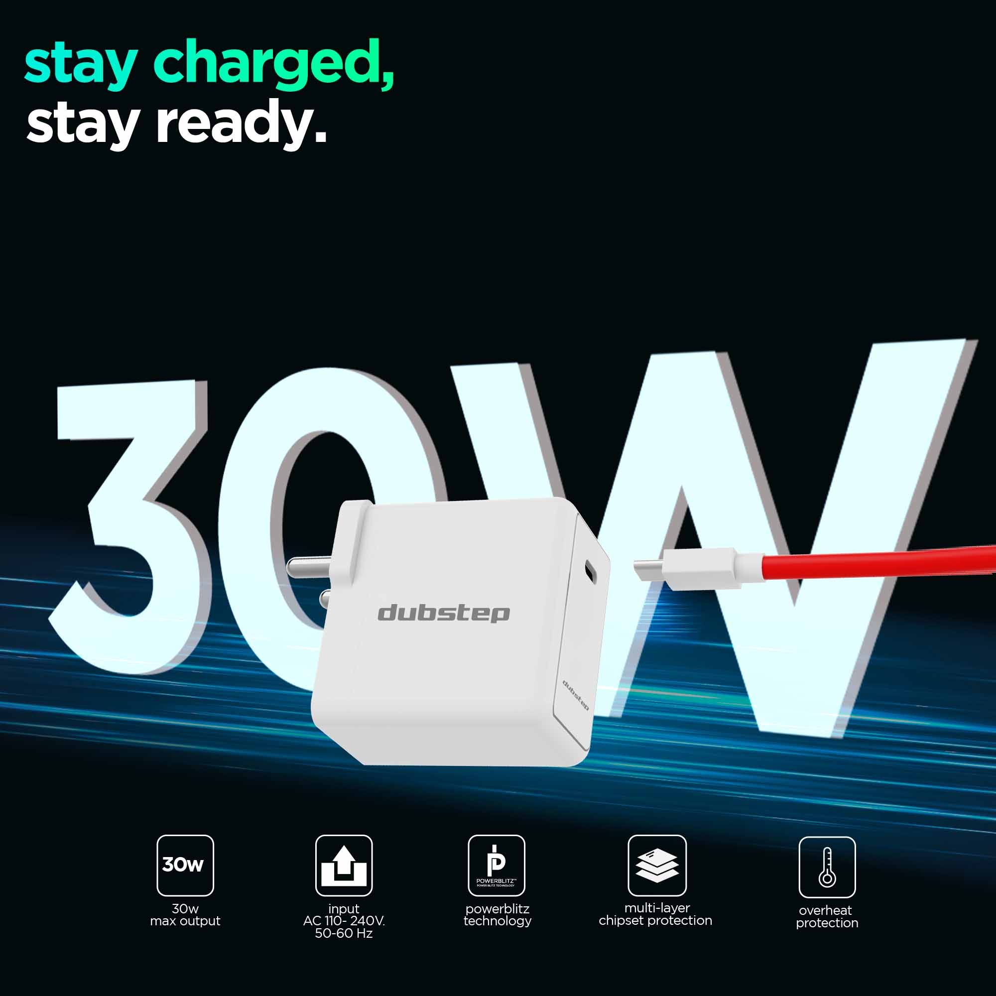 Sprint All In One 30W 6A Fast Charging Adapter with Cable (Type-C to Type-C) - Image 4