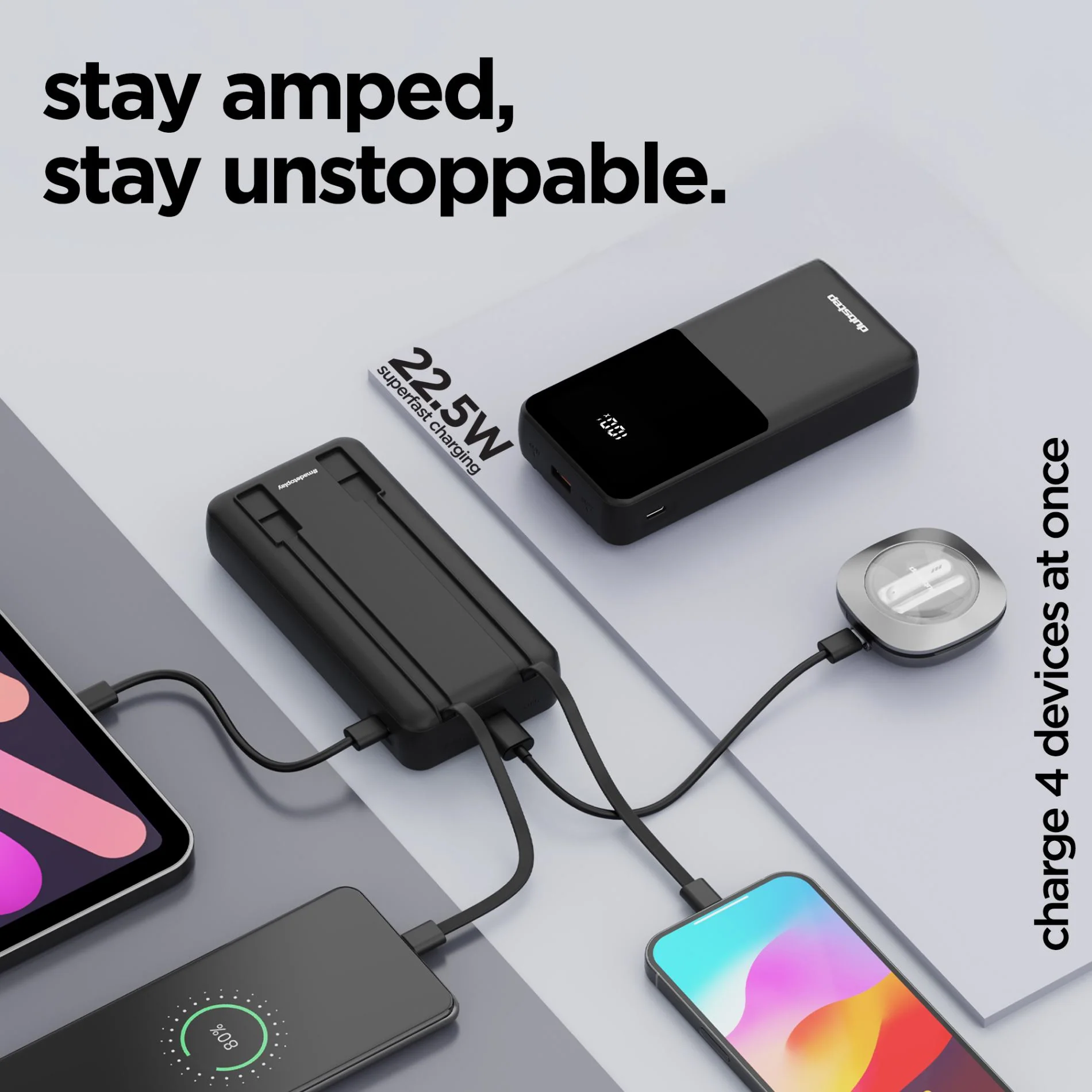 Powerblitz X5 built-in type-C and type-L cables, with both USB-A and type-C ports - Image 5