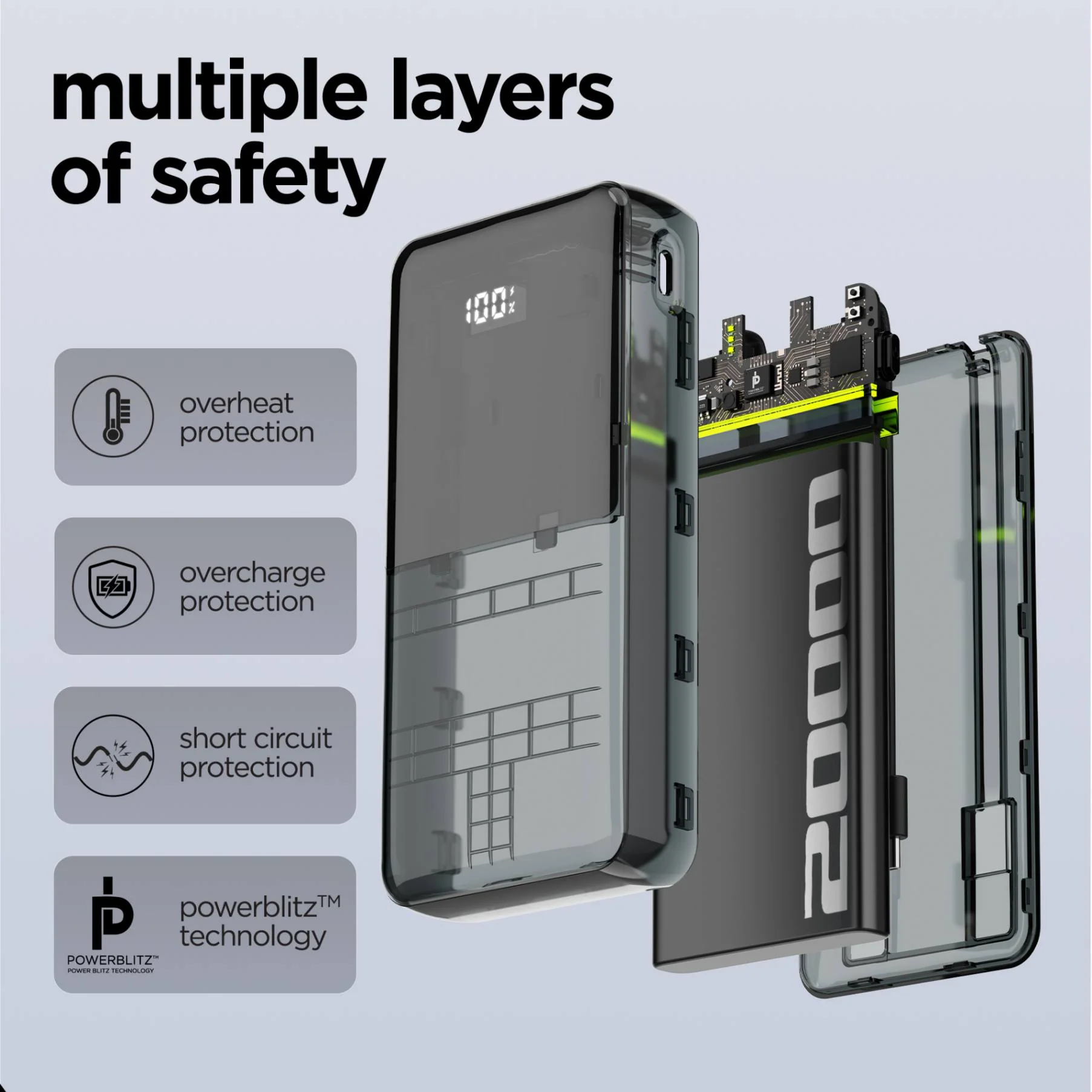 Powerblitz X5 built-in type-C and type-L cables, with both USB-A and type-C ports - Image 8